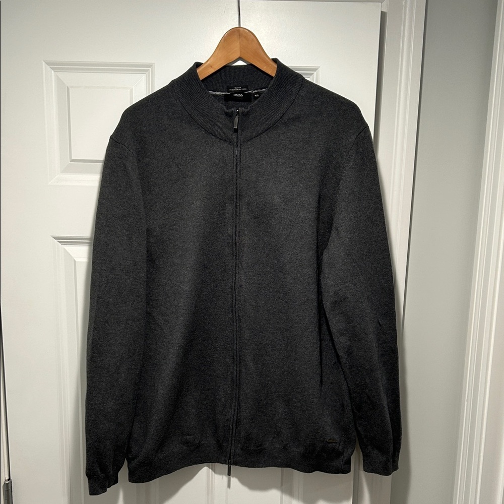 Hugo Boss Dark Gray Zip-Up Sweater